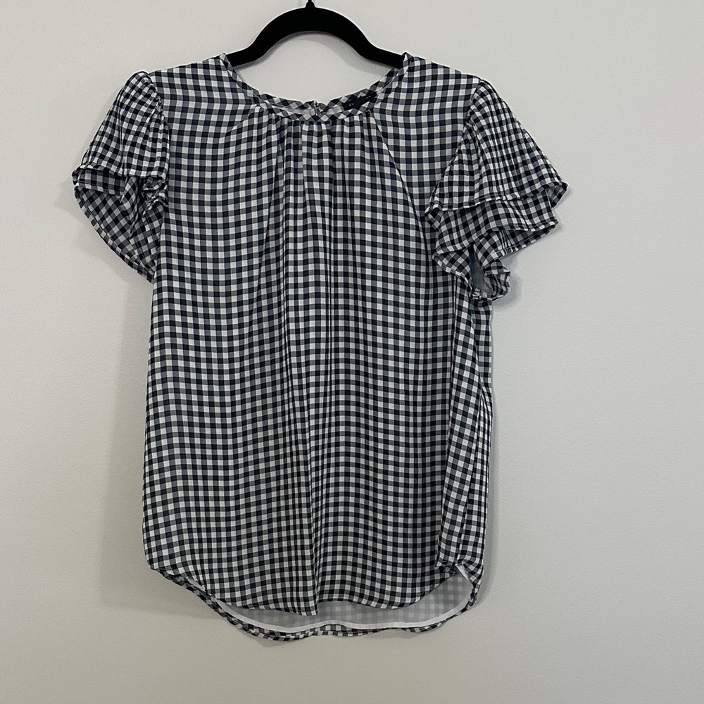 Ann Taylor Black and White Gingham Blouse